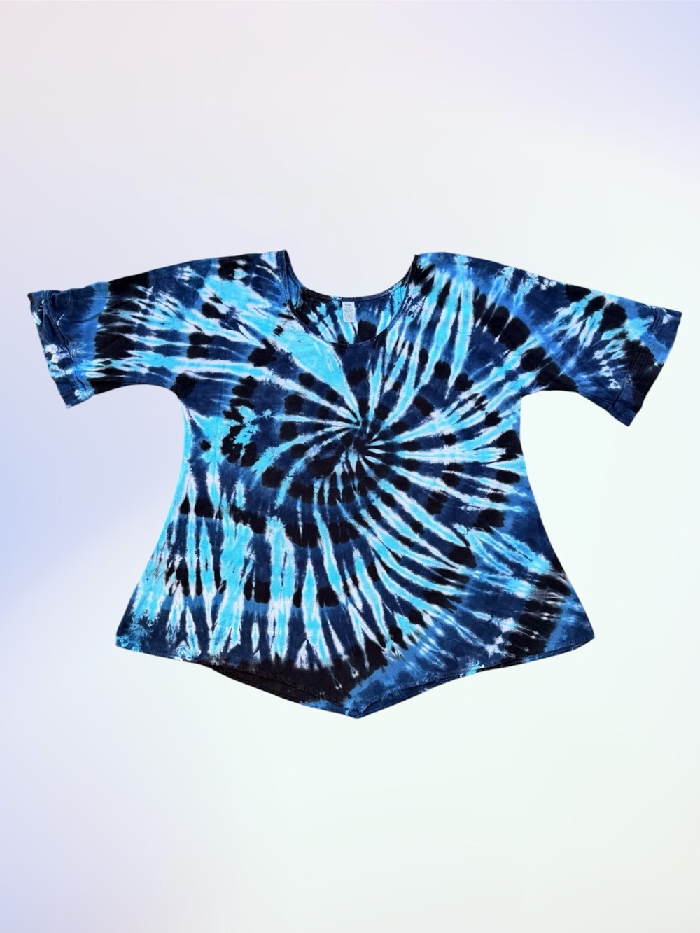 Dharma Trading Co Blue Tie Dye Short Sleeve Textured Cotton Tunic ~ Women’s 2X
